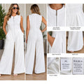 White Zip-Front Wide-Leg Jumpsuit – Fully Lined, 2XL NWOT - Image 1