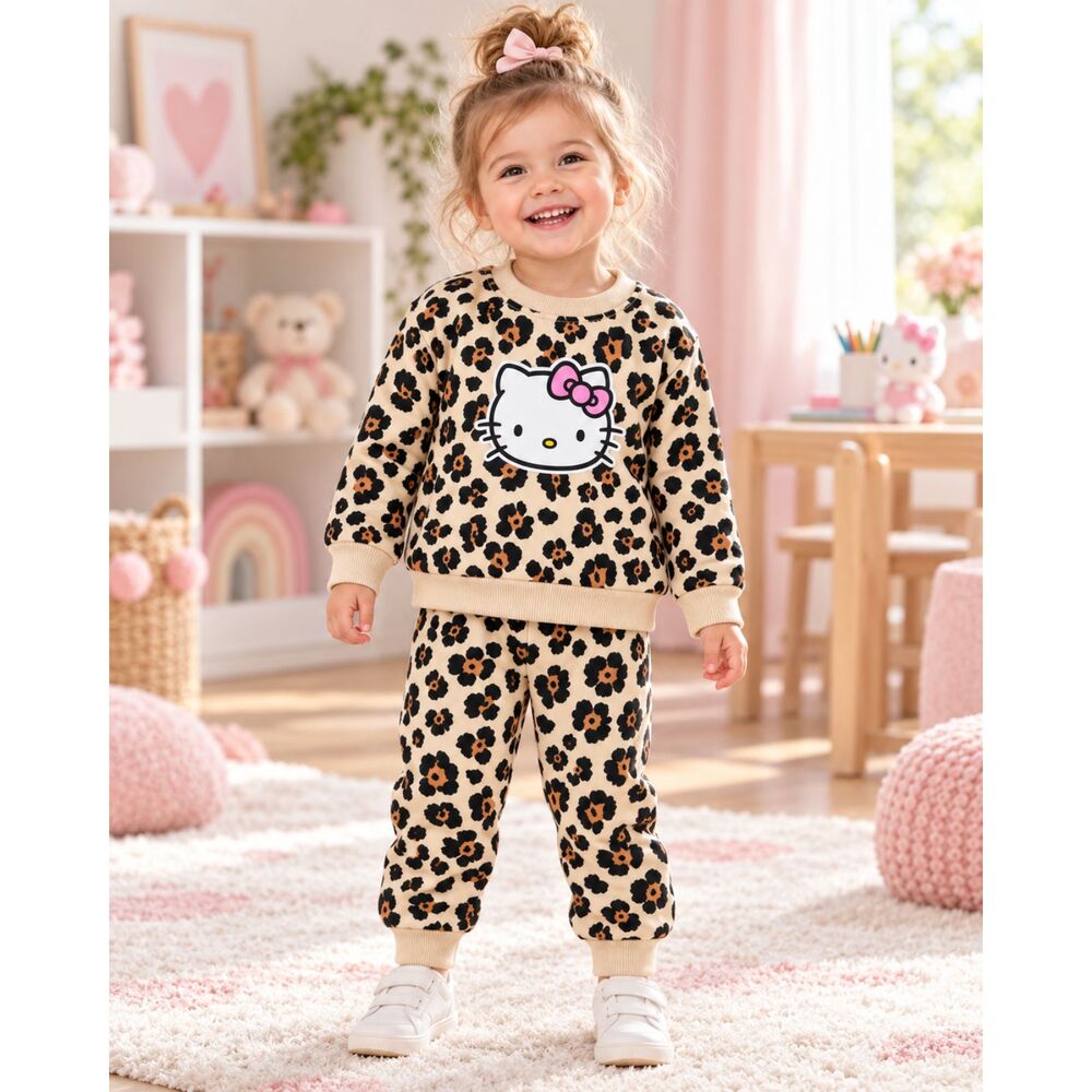 Hello Kitty Leopard Print Sweatshirt & Jogger Set – Toddler 4T NWT - Image 4