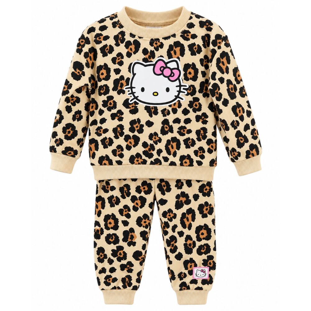 Hello Kitty Leopard Print Sweatshirt & Jogger Set – Toddler 4T NWT - Image 1