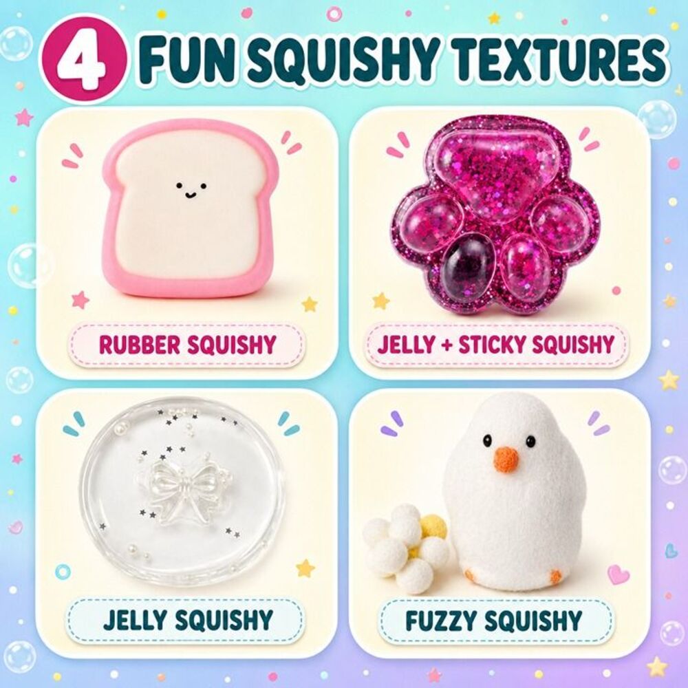 4 Fun Squishy Textures: Rubber, Jelly, Fuzzy, Paw Print - Image 1