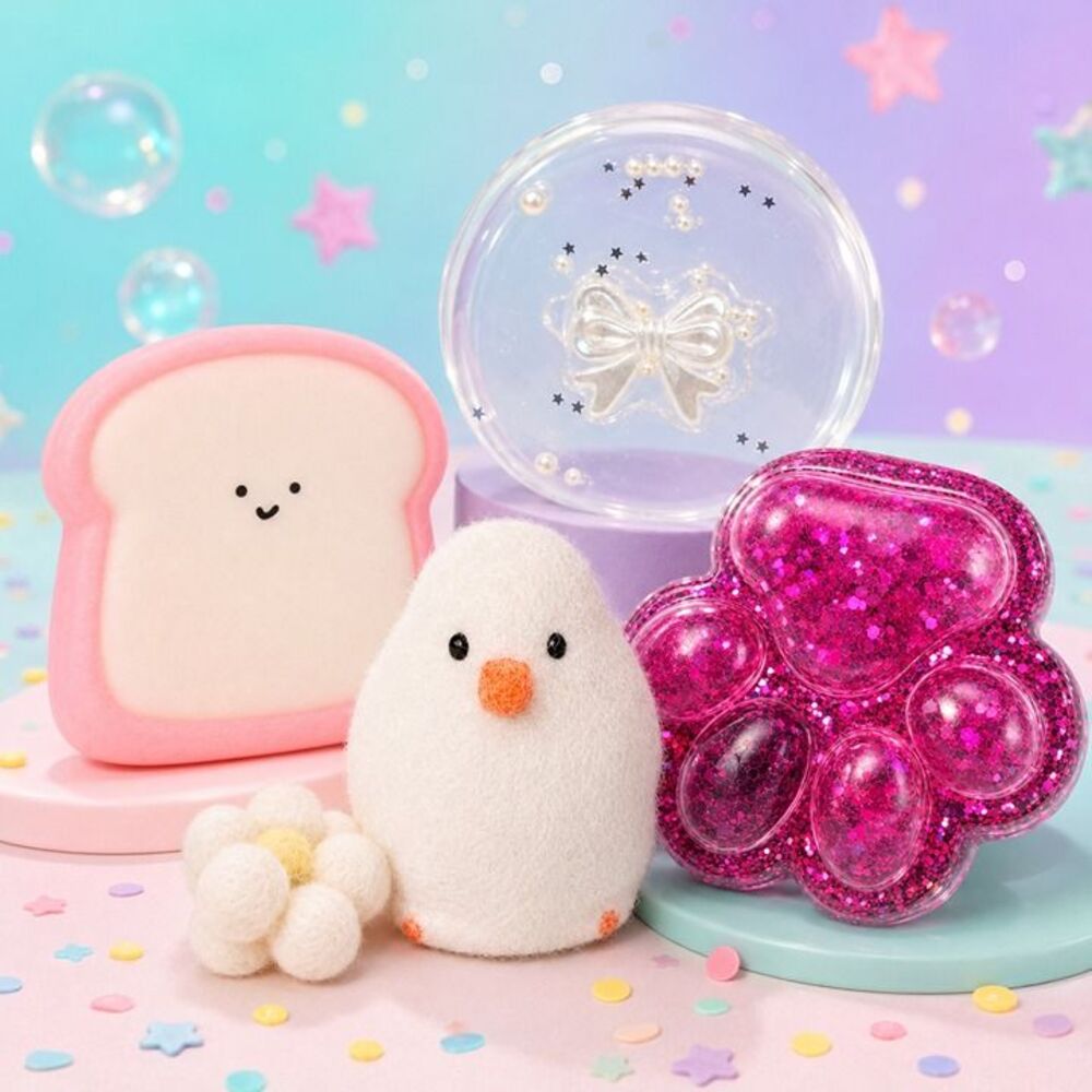 4 Fun Squishy Textures: Rubber, Jelly, Fuzzy, Paw Print - Image 2