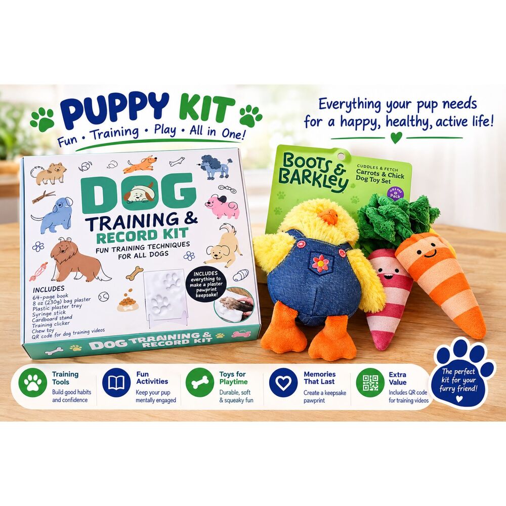 🐶 Puppy Training & Play Kit – Dog Training Record Kit + 3 Plush Toys - Image 1