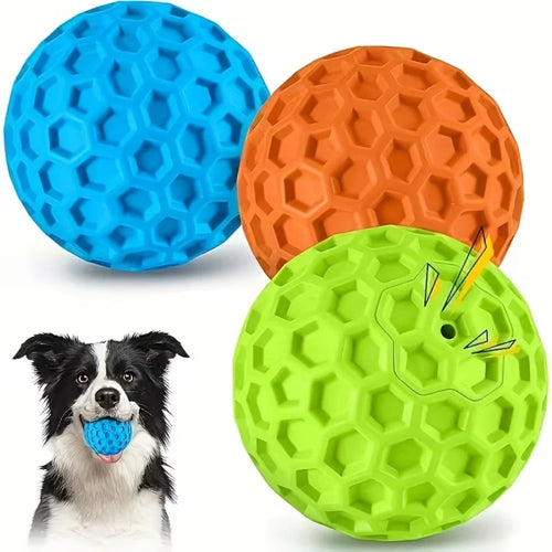 3 Pack - Indestructible Squeaky Dog Balls for Aggressive Chewers - Mystery Colors - Image 1