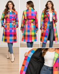Women’s Multicolor Plaid Trench Coat Size Small