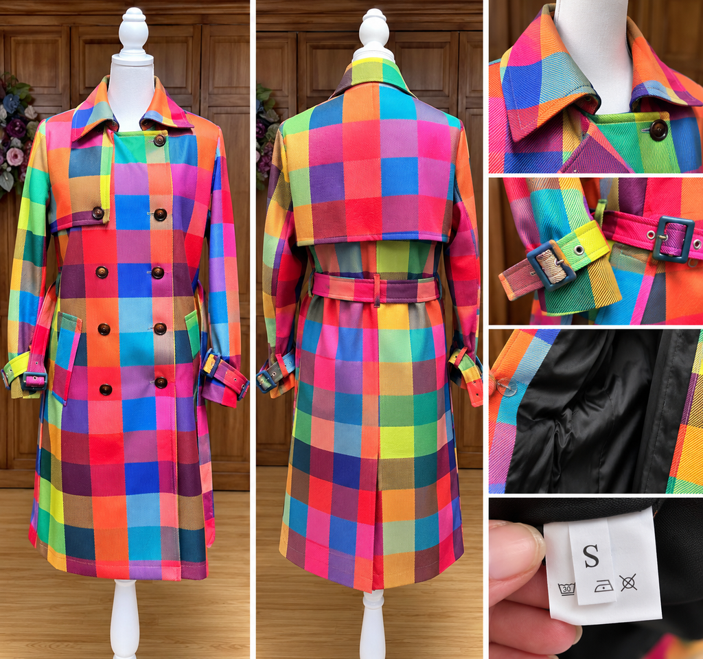 Women’s Multicolor Plaid Trench Coat Size Small