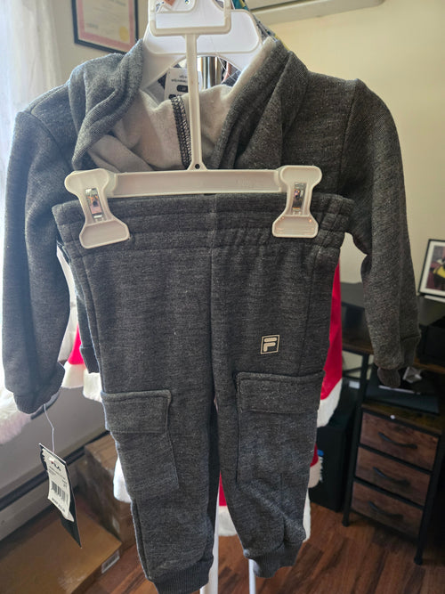 Fila Kids 2-Piece Hoodie Jogger Set Charcoal Heather - Image 2