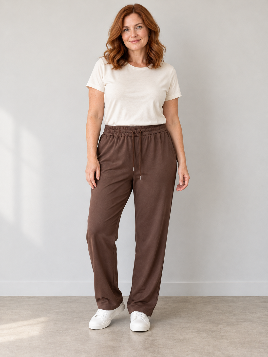 New Chocolate Brown Drawstring Lounge Pants – Large – Original Packaging - Image 1